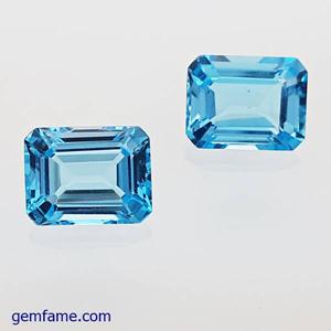 Brazilian Swiss Blue Topaz 100% Natural Pear Cut Gemstone Pair 5.20 Ct Certified 