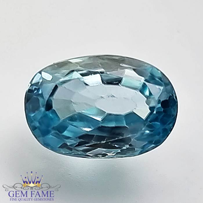 Blue Zircon 2.87ct Gemstone Cambodia