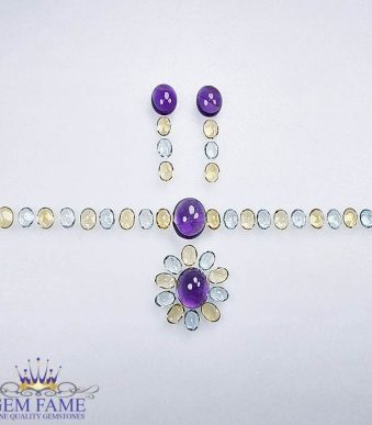 Bracelet And Earrings And Pendant Loose Gemstone set