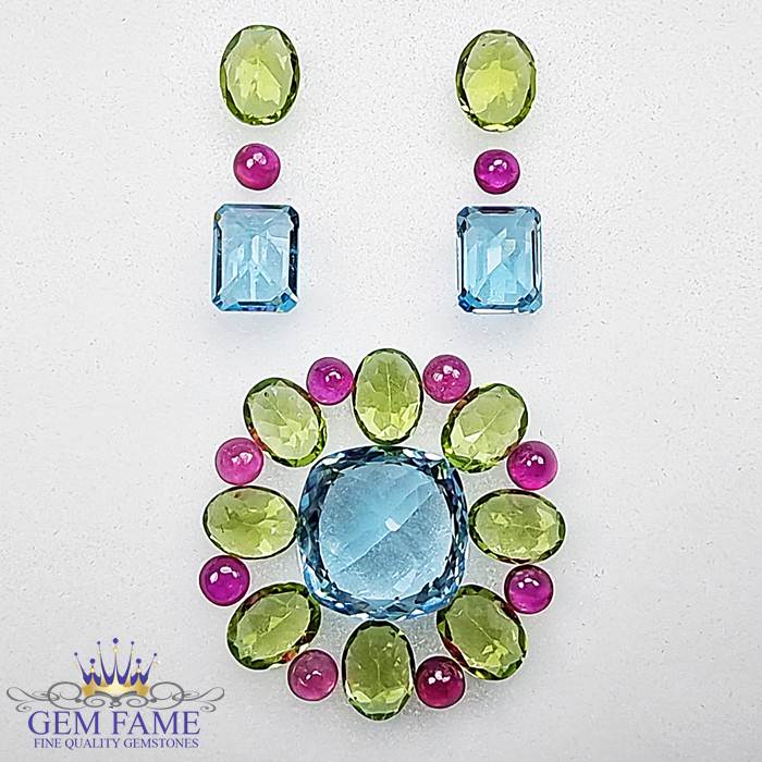 Earrings And Pendant Loose Gemstone set