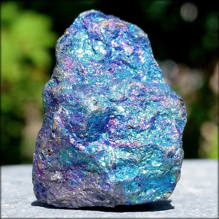 "Bornite mineral: colorful copper ore."




