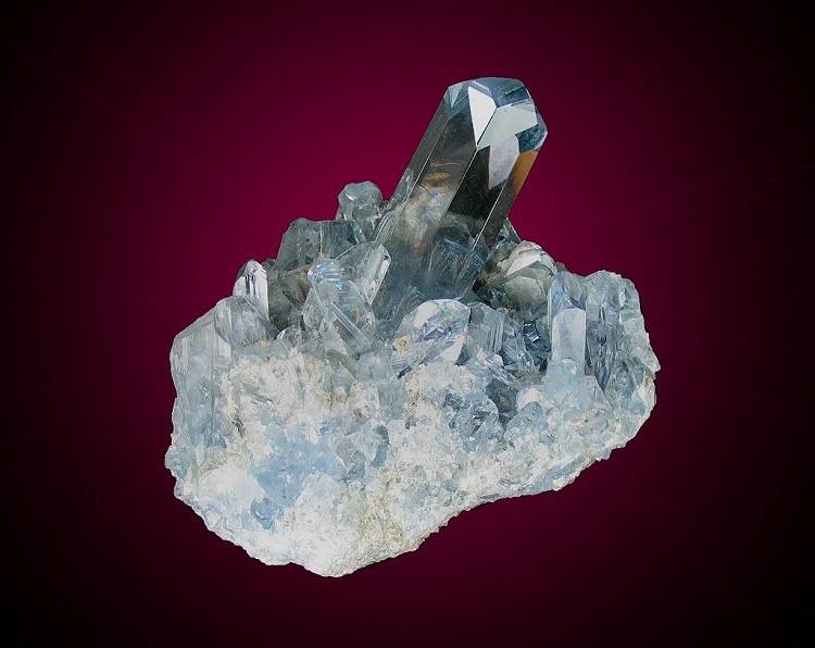 "Celestine: Heavenly blue crystal."