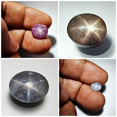 Star sapphire gemstone with asterism effect.